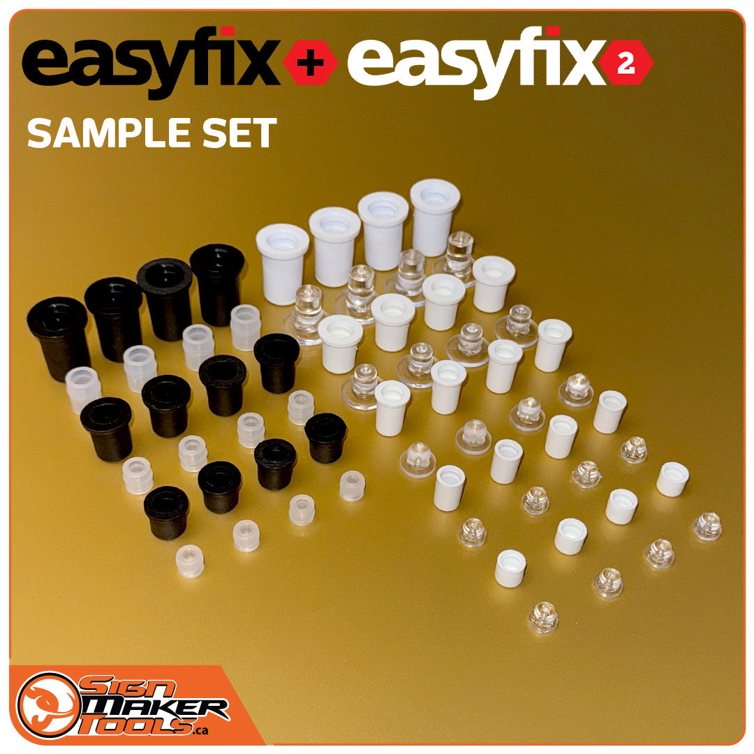 High-quality EASYfix wall mounting sample set for sign-making professionals and shop owners
