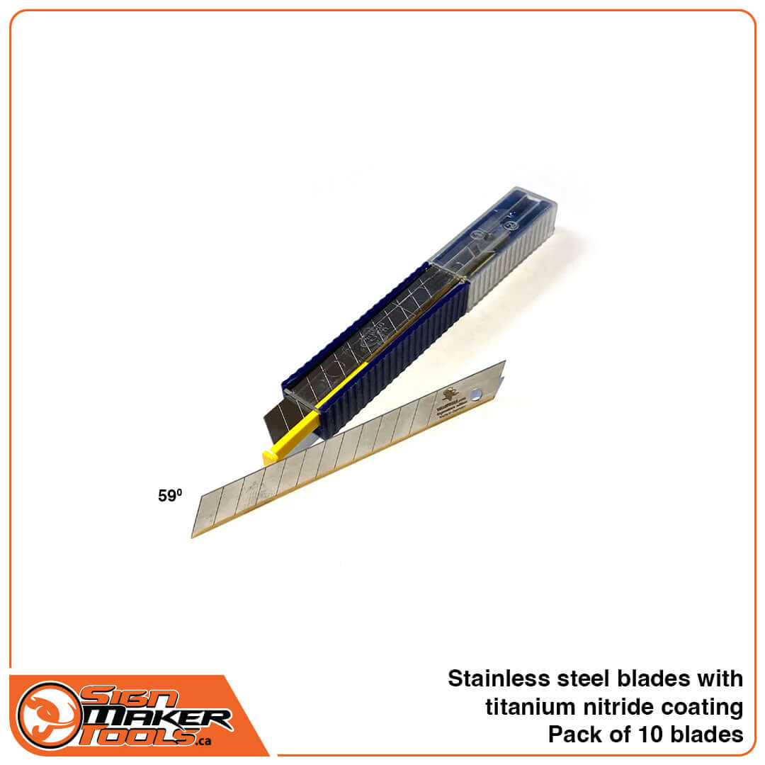 Pack of 59-degree titanium nitride coated stainless steel blades with blue case