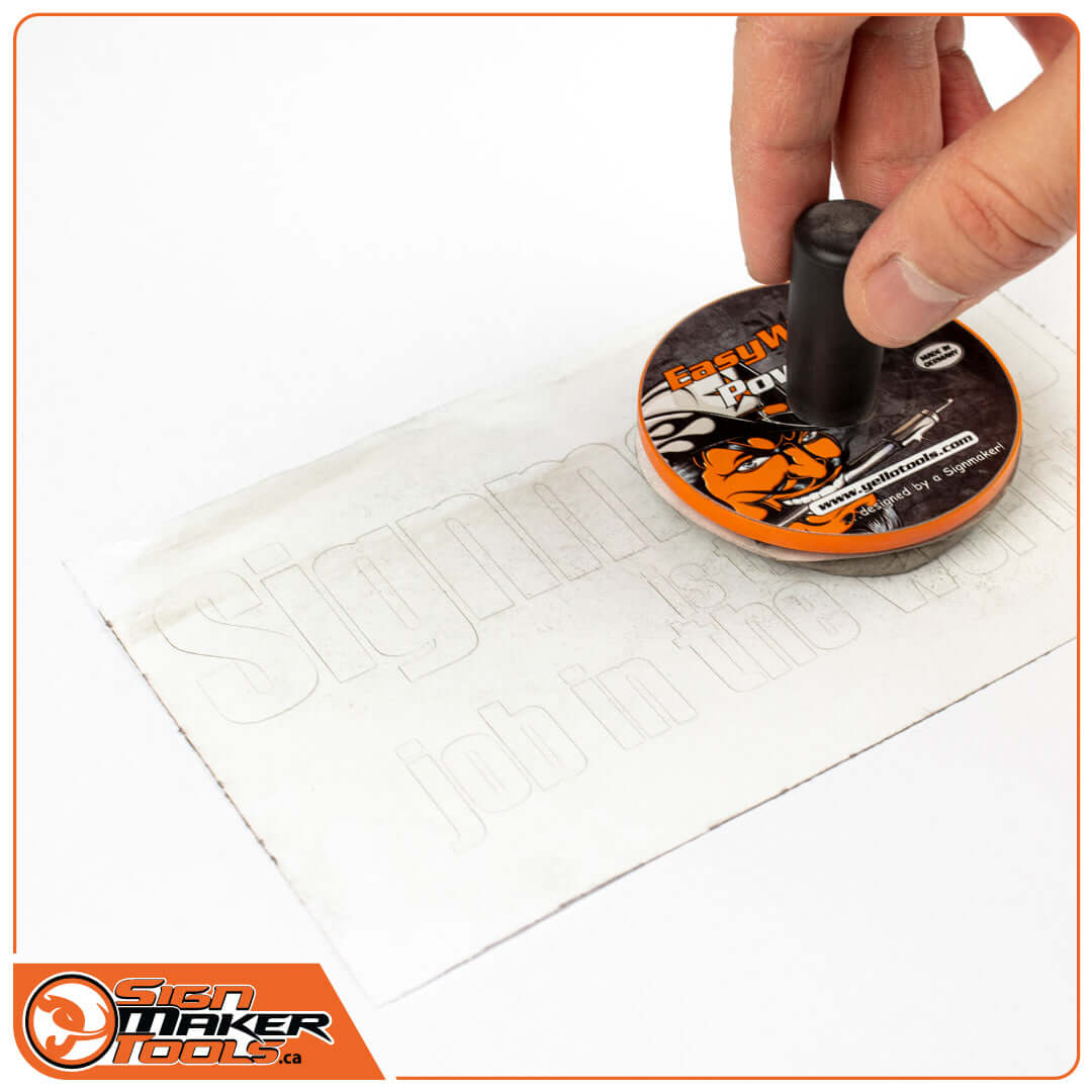 EasyWeed Powder applicator in use highlighting film cutting contours