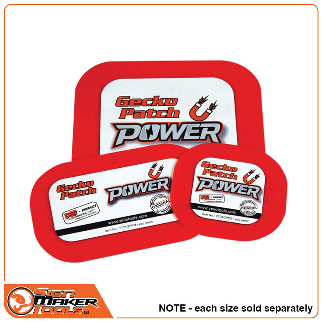 Gecko Patch POWER adhesive pads in assorted sizes for strong non-magnetic surface mounting