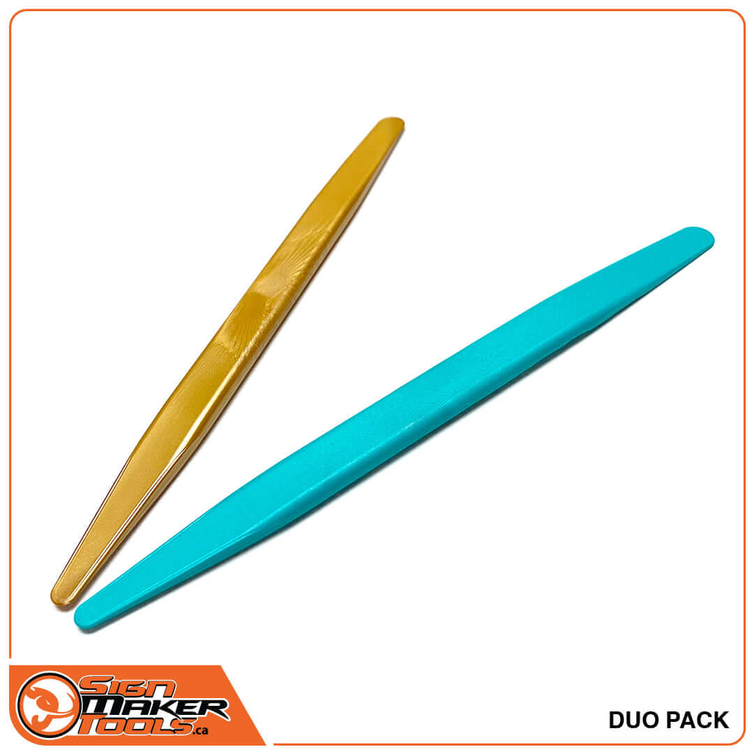 Gold and teal BeaverTail WrapStick tools duo pack for precision vinyl application