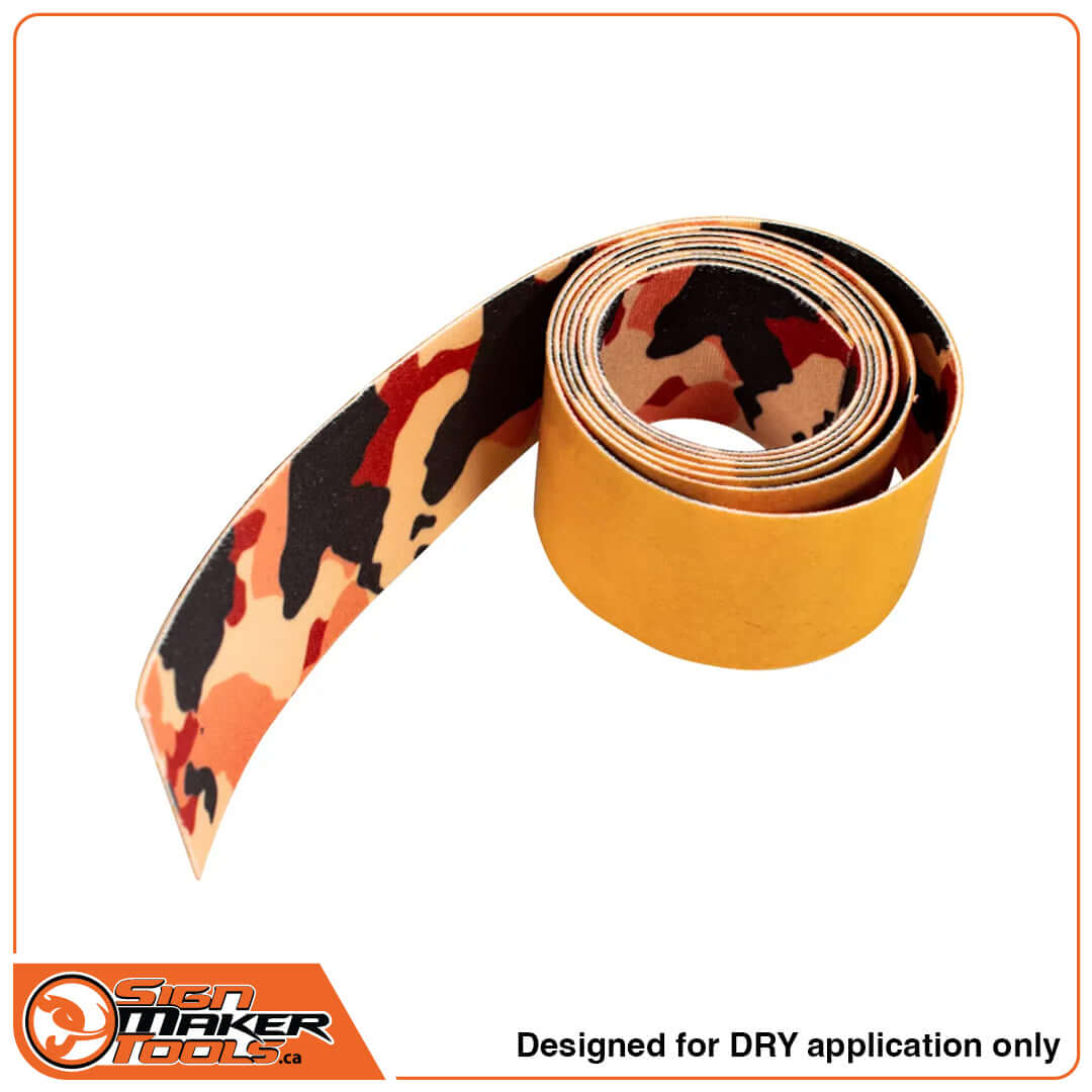 Camouflage microfiber squeegee buffer strip with yellow backing for dry application