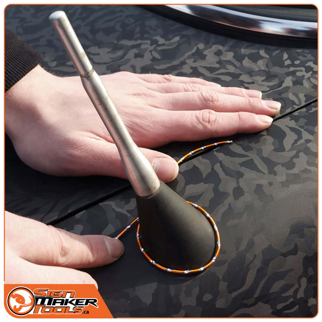 Forming a perfect contour around a car antenna base with the orange WrapBend-it wire