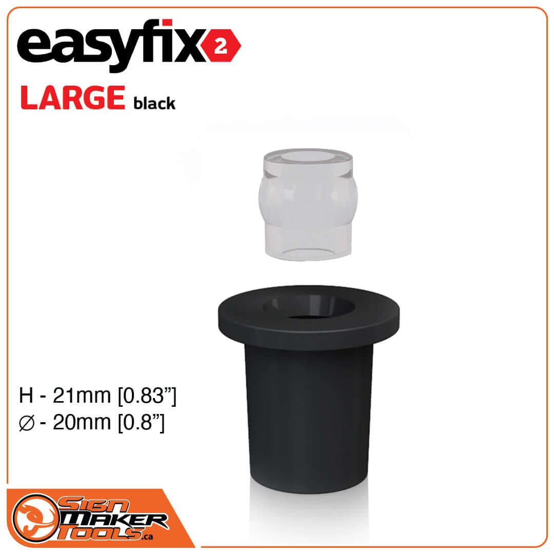 EasyFix2 Large Black Standoff System kit for dimensional letter installation, 21mm high, 20mm diameter