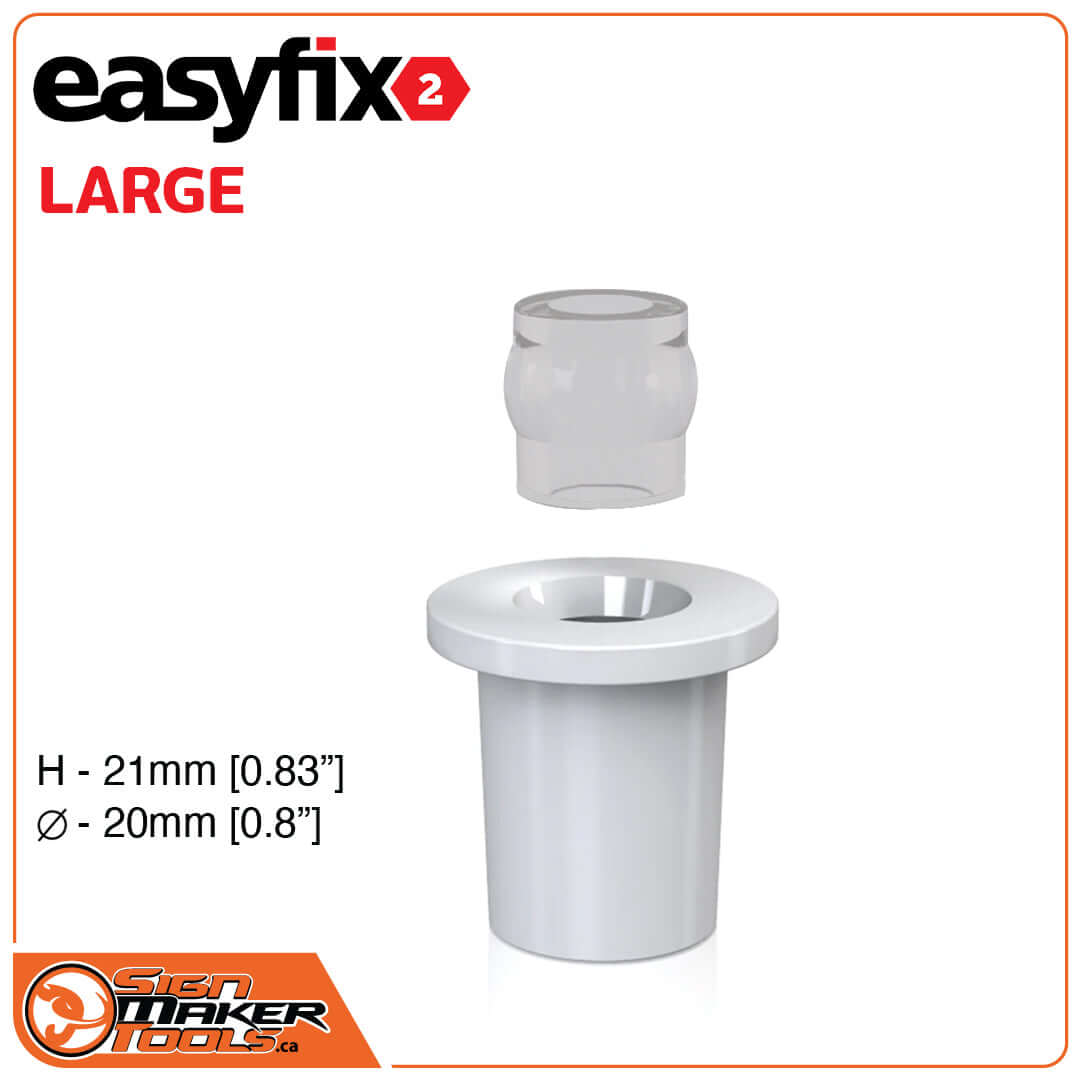 EasyFix2 Large White Standoff System kit for dimensional letter installation, 21mm high, 20mm diameter