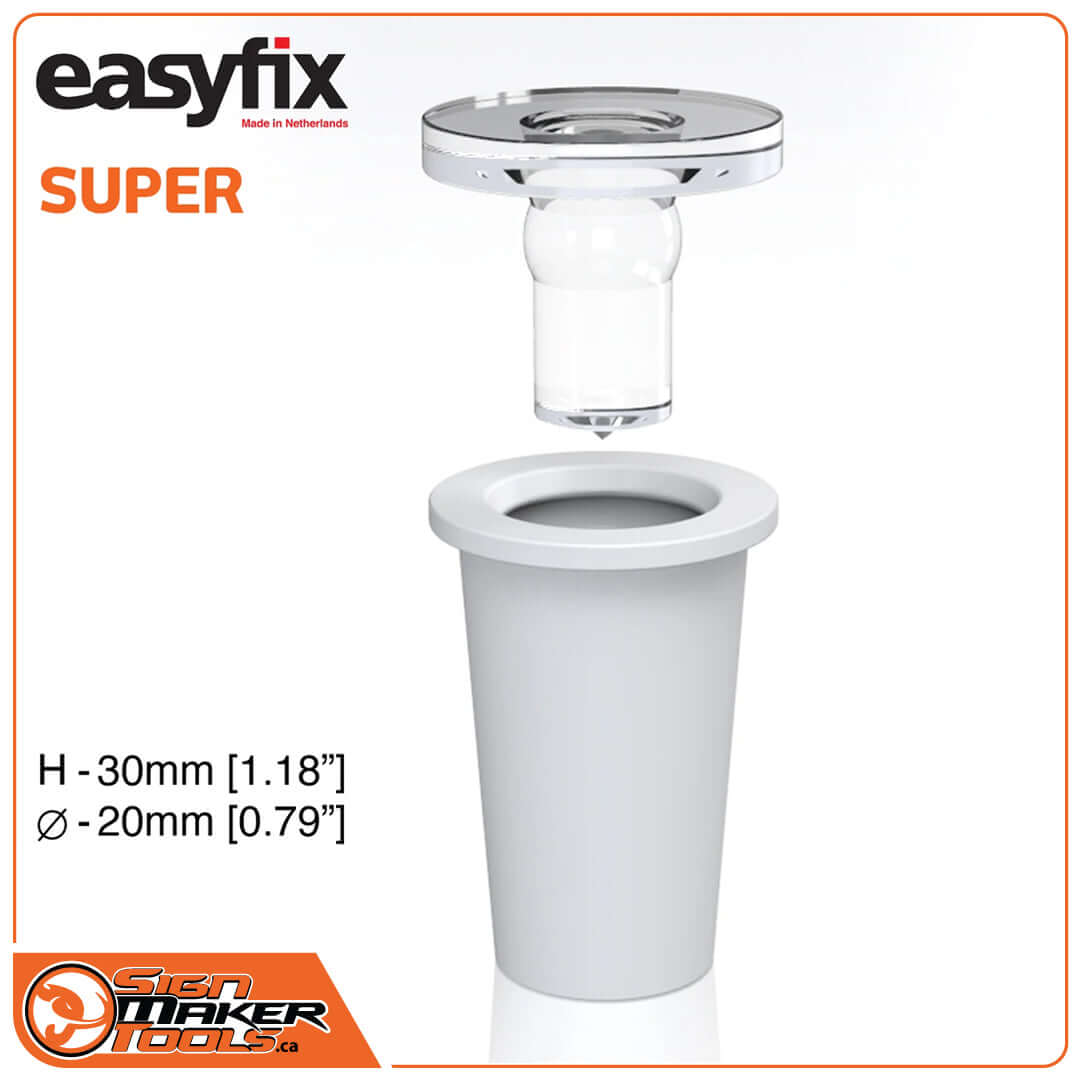 EasyFix SUPER standoff system for dimensional letter installation, clear finish