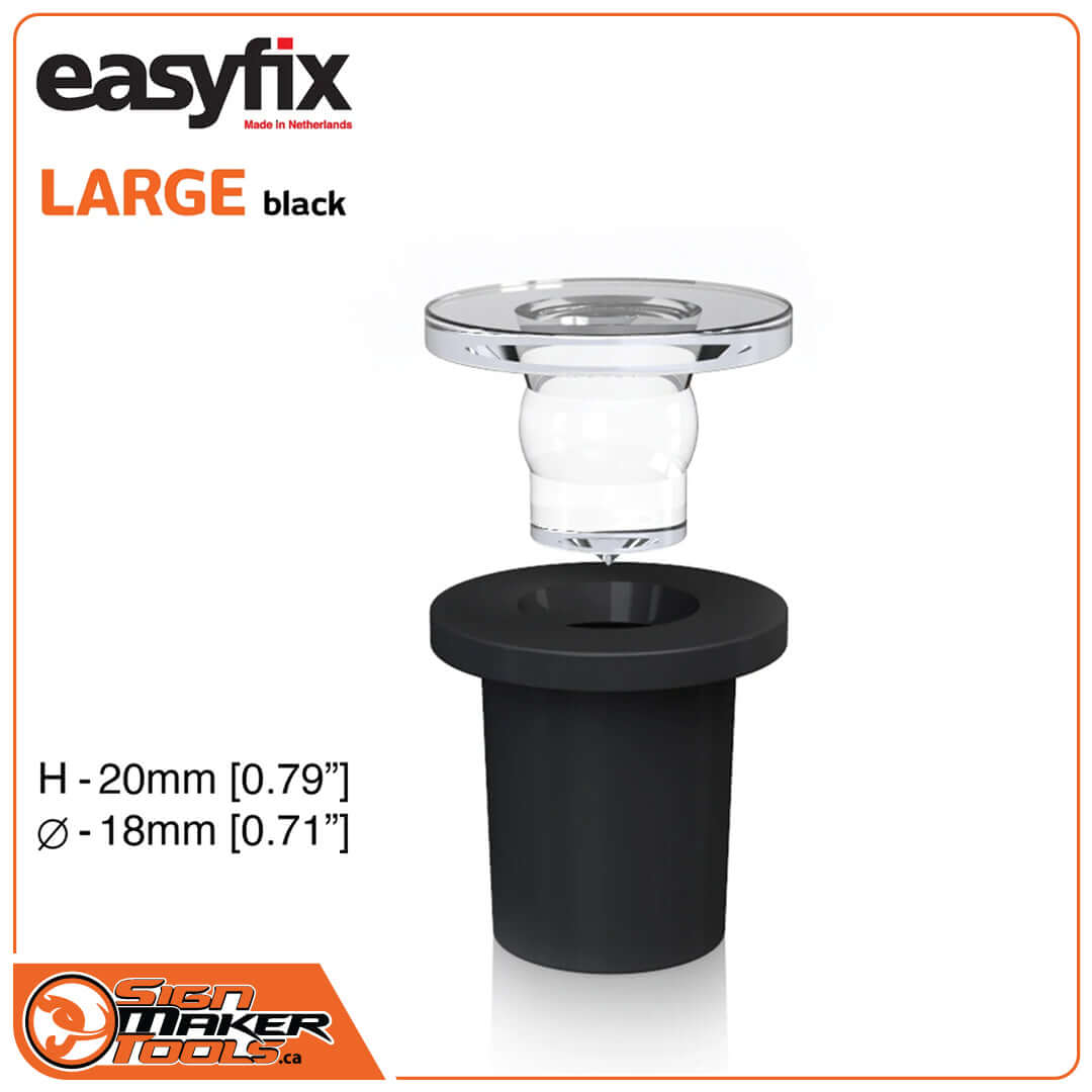 Easyfix large black standoff system for dimensional letters, H 20mm, diameter 18mm
