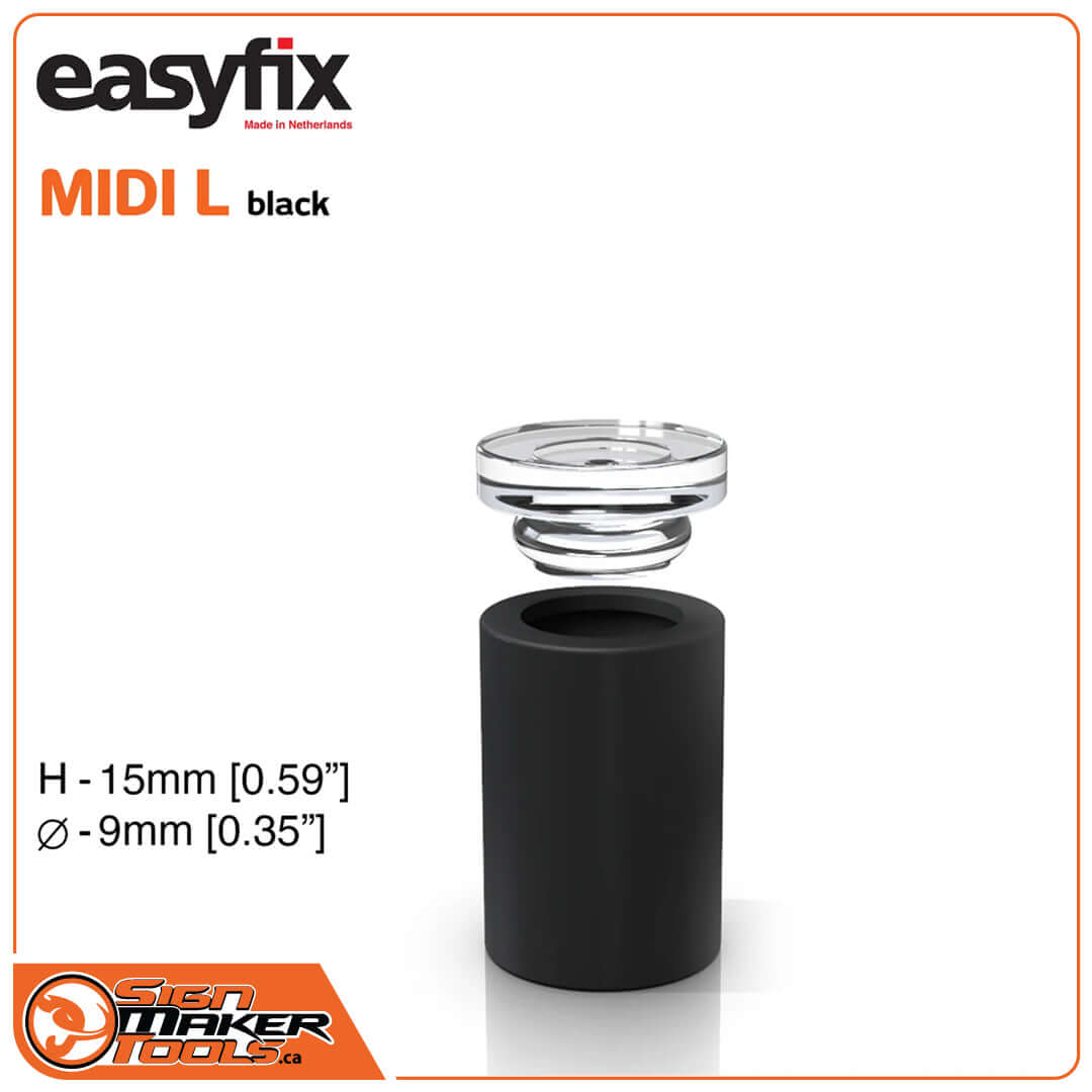 Easyfix MIDI L black letter standoff with clear removable top