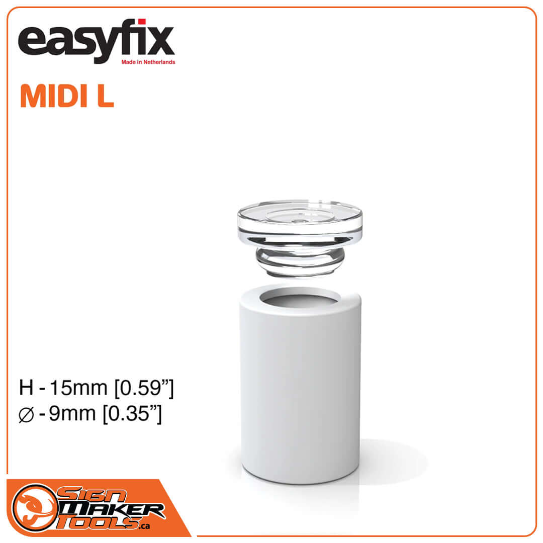 Easyfix MIDI L dimensional letter standoff with clear top and white base