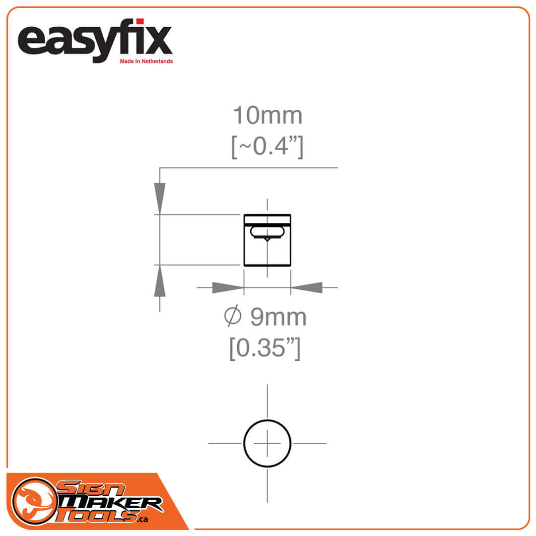 Technical drawing showing Easyfix MIDI standoff dimensions