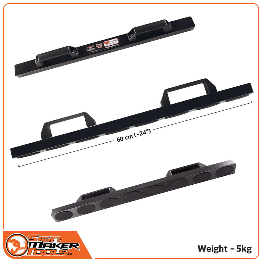 HeavyHolder 600 long bar with dual handles, anti-slip mat, and weight information