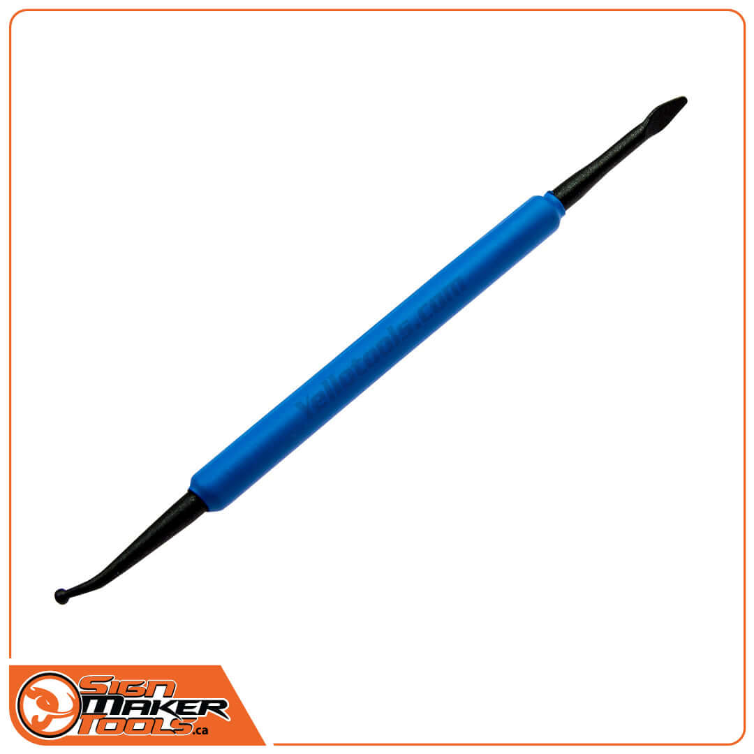 LacyTip HD heavy-duty installation tool with blue handle and steel tips