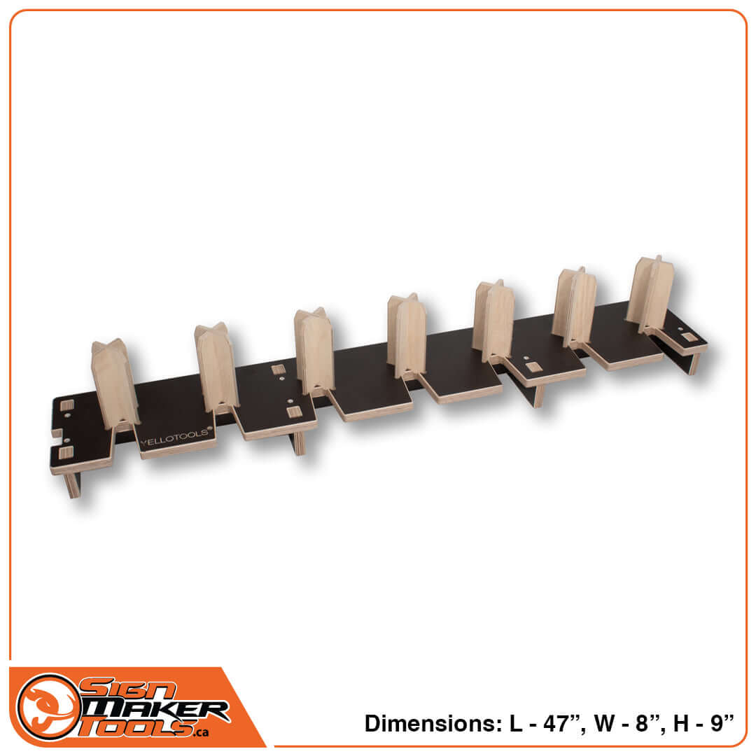 Seven-slot multiplex wood vinyl roll floor shelf for organized storage