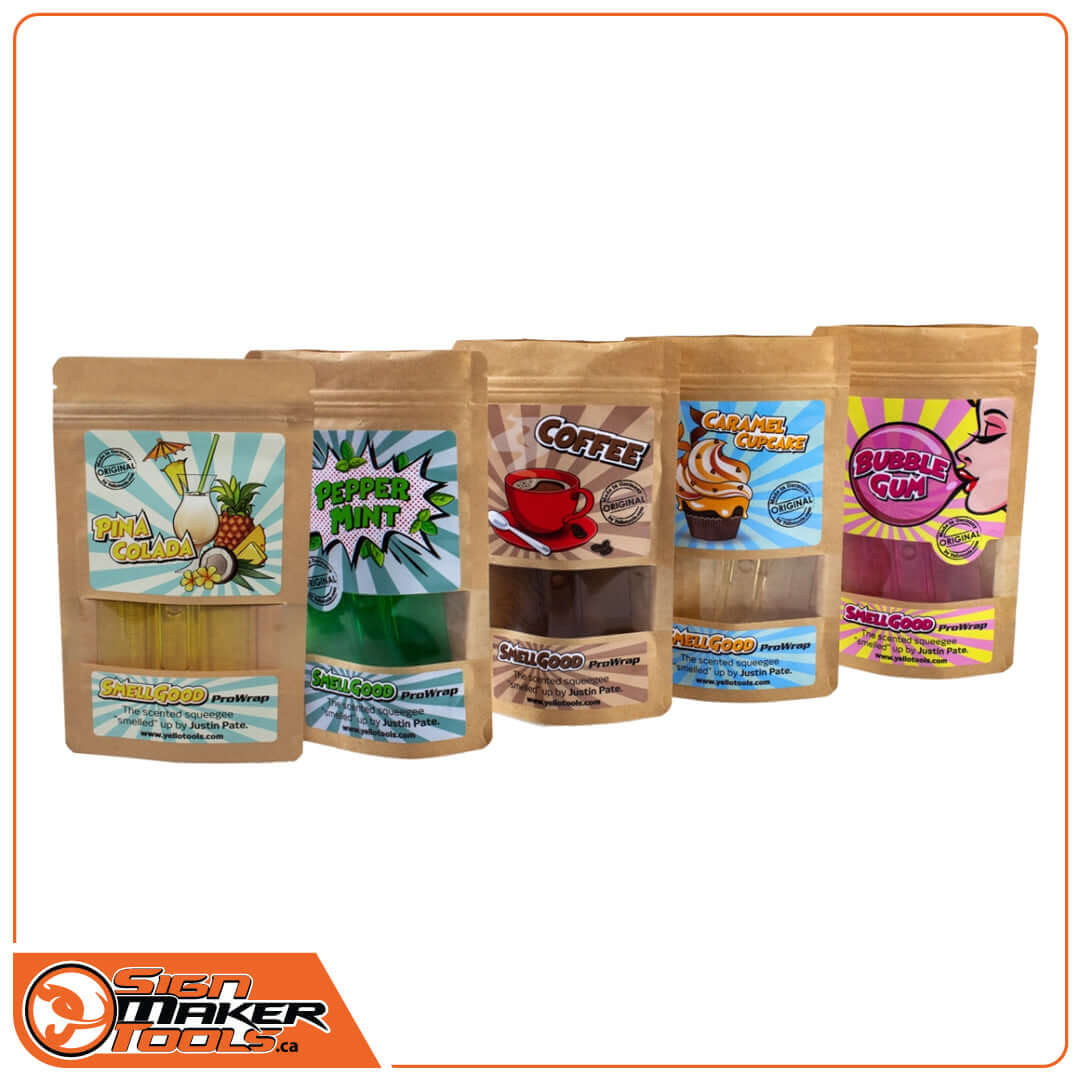 SmellGood ProWrap Scented Squeegee assortment with unique fragrances in kraft paper packaging