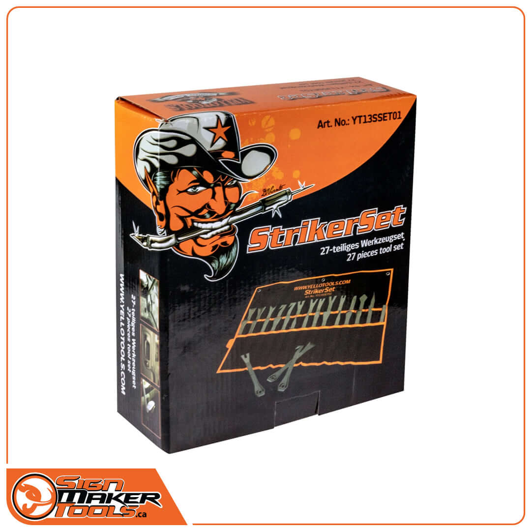 StrikerSet 27-piece tool kit retail packaging with illustrated branding