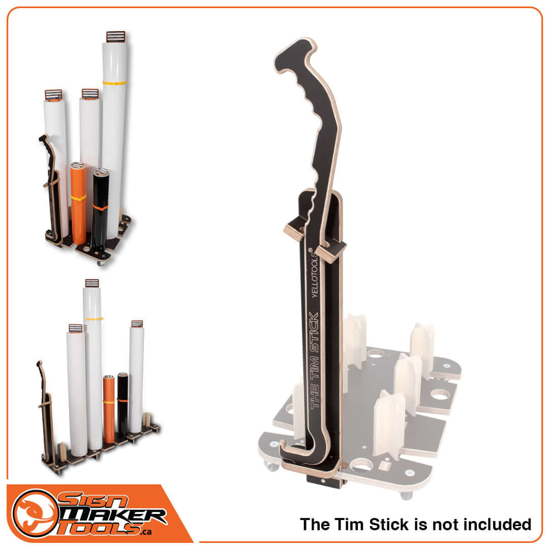 TimStick Station storing vinyl rolls and TimStick tool (TimStick not included)