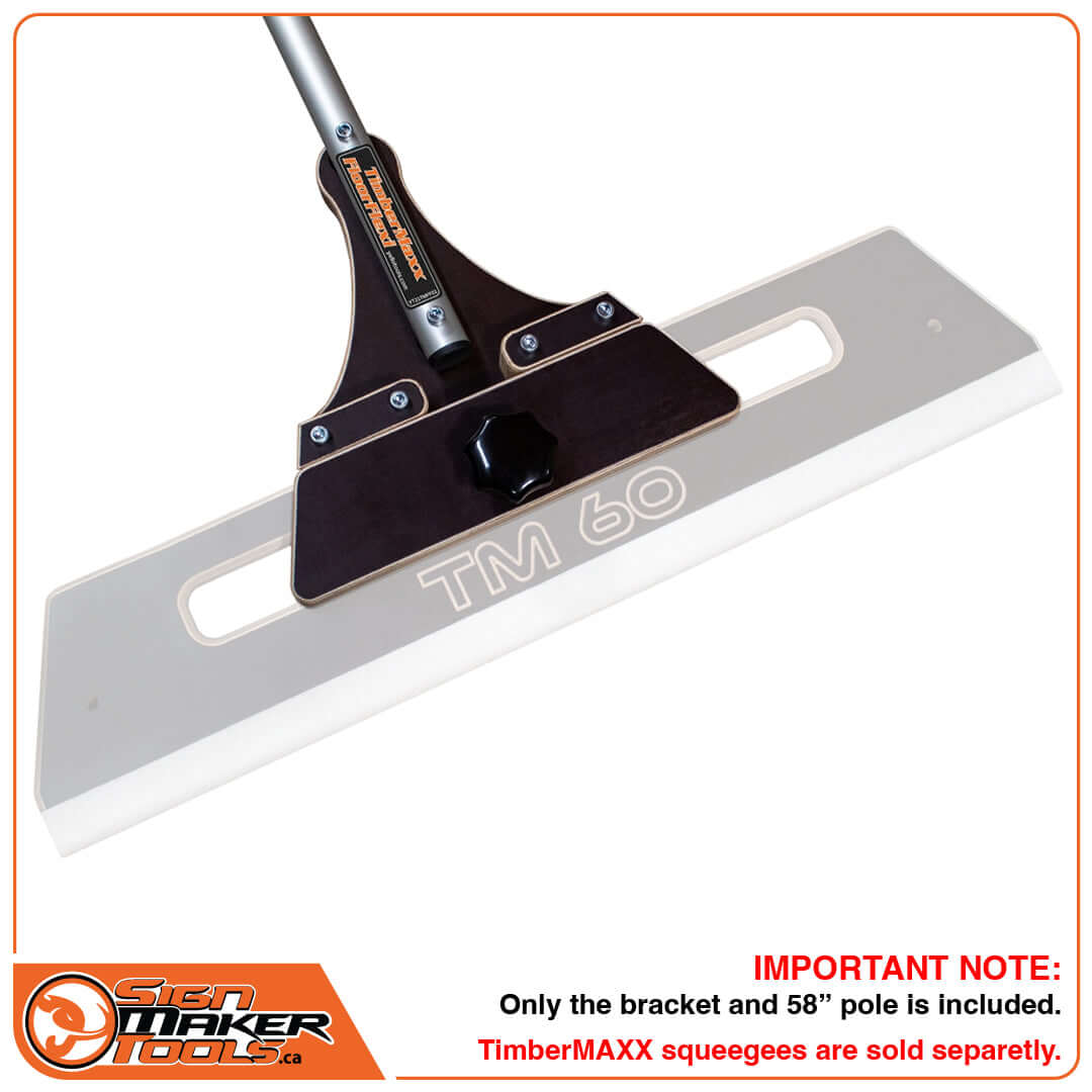 TimberMAXX squeegee adapter with bracket and 58-inch pole for floor use