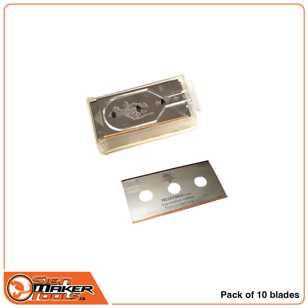 Pack of 10 premium replacement blades with Titanium-Nitride coating for sign making tools