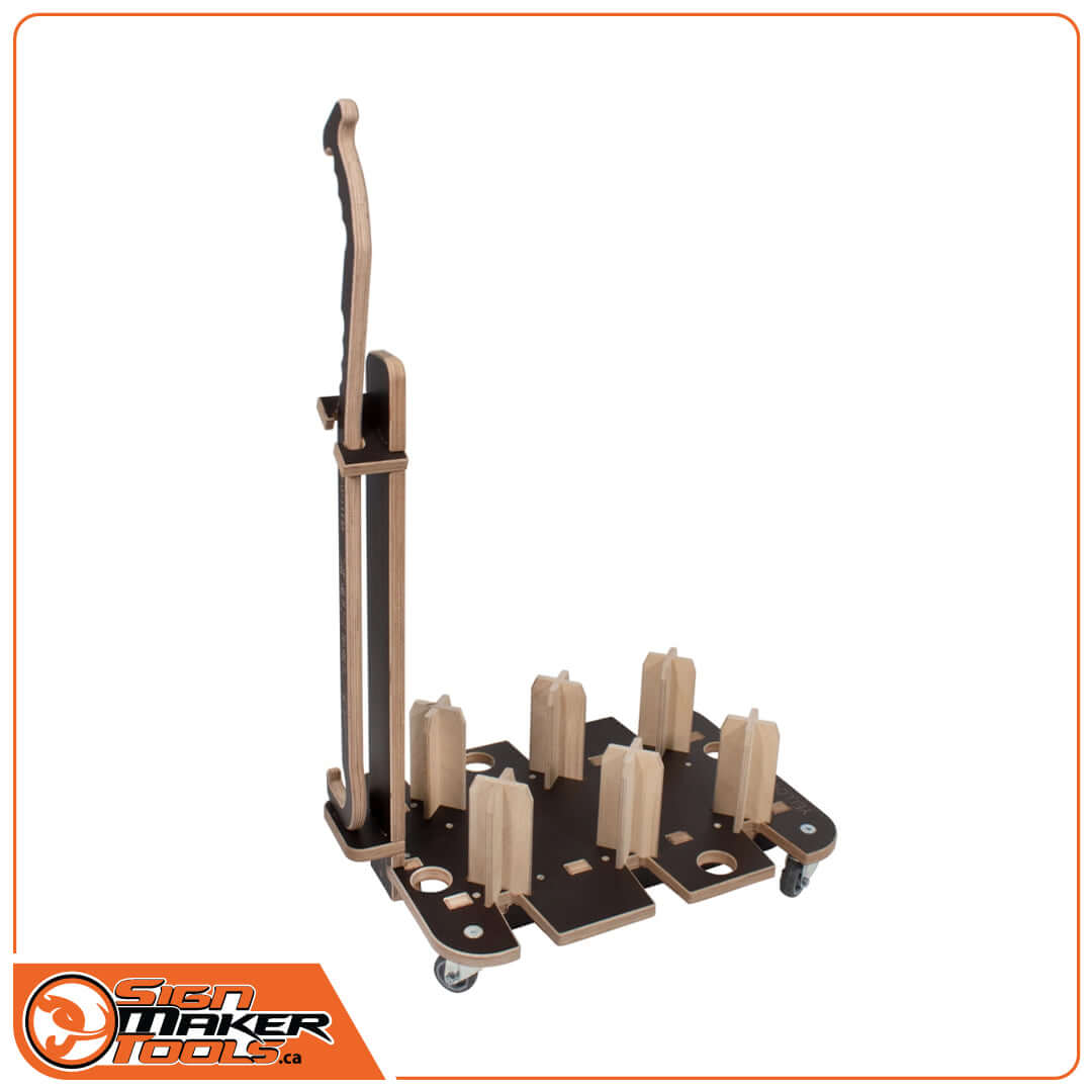 Twister Slot 6-roll version shown with TimStick lifting aid for vinyl rolls