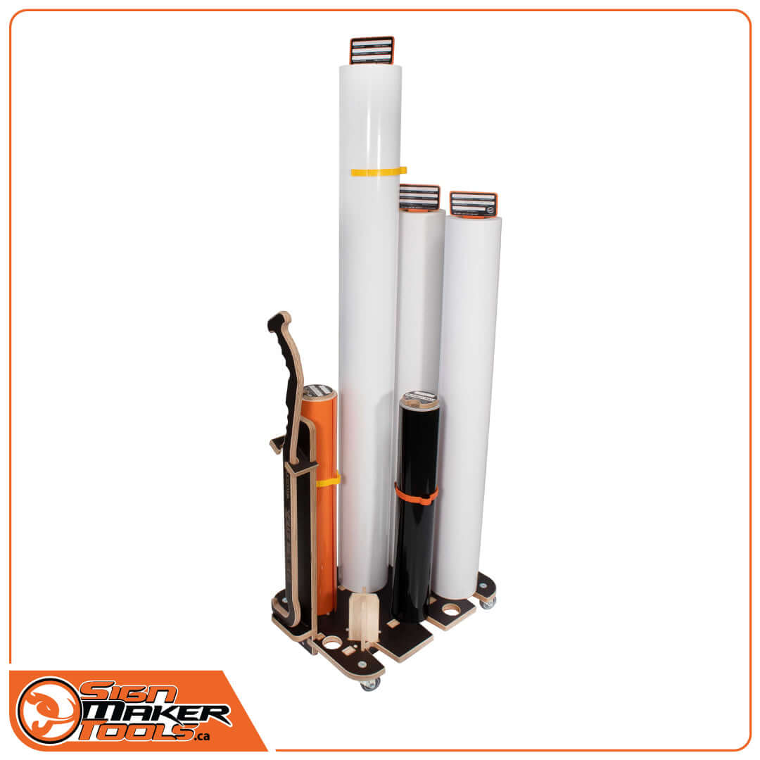 Twister Slot 6 loaded with vinyl rolls and TimStick tool for easy transport