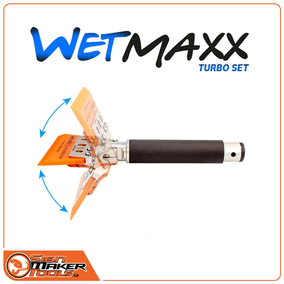 Side view showing adjustable WetMaxx squeegee blade mechanism for precise application