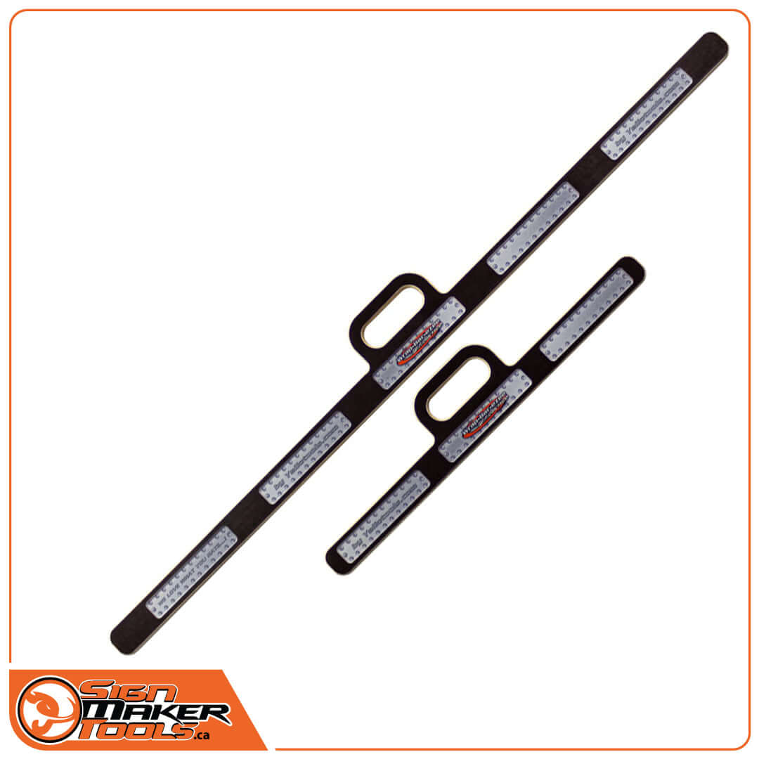 Set of two Wrap-Bar-Ezee car vinyl pre-tensioning tools, 20 and 39 inches, on white background
