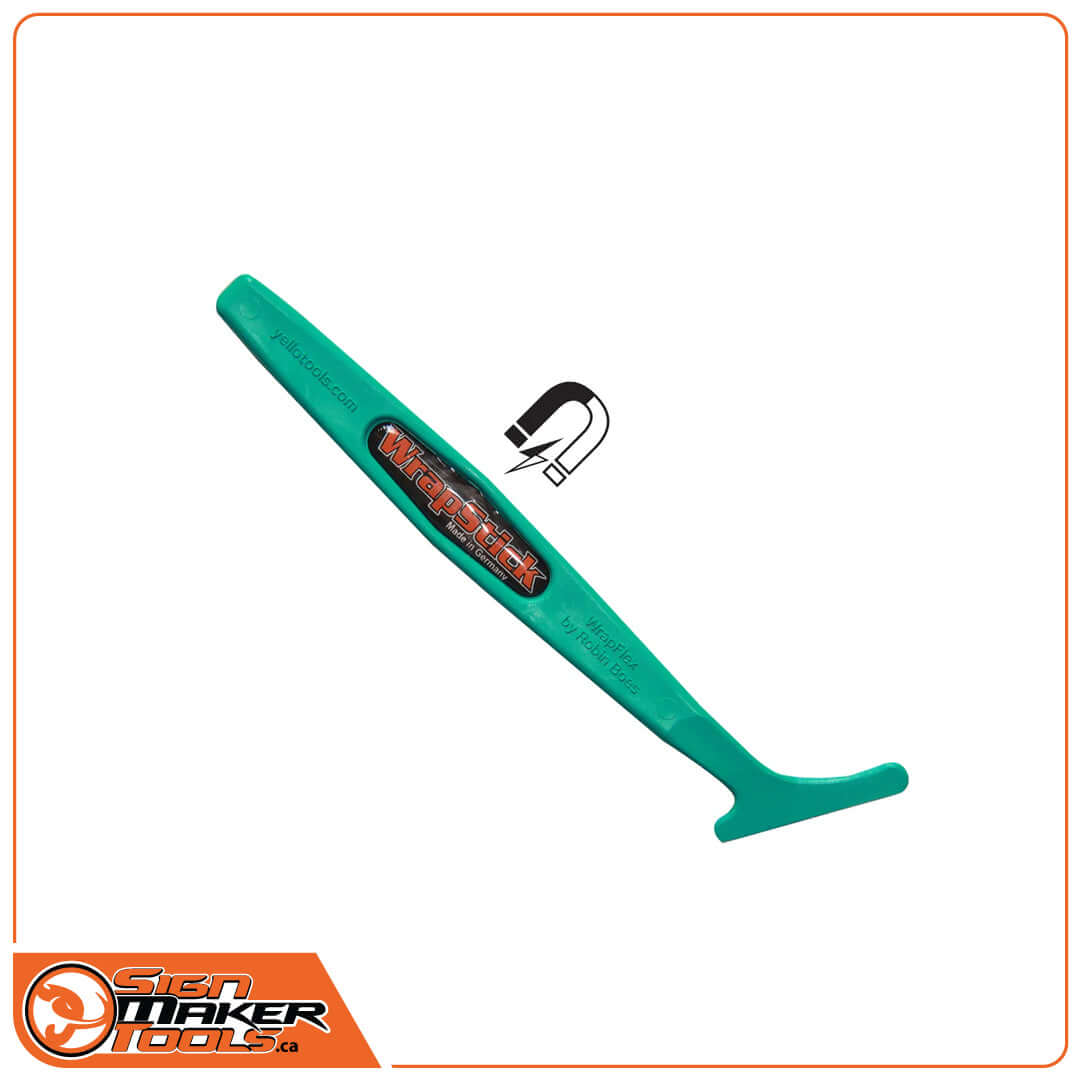 WrapStick Flex teal vinyl application tool with magnetic internal grip