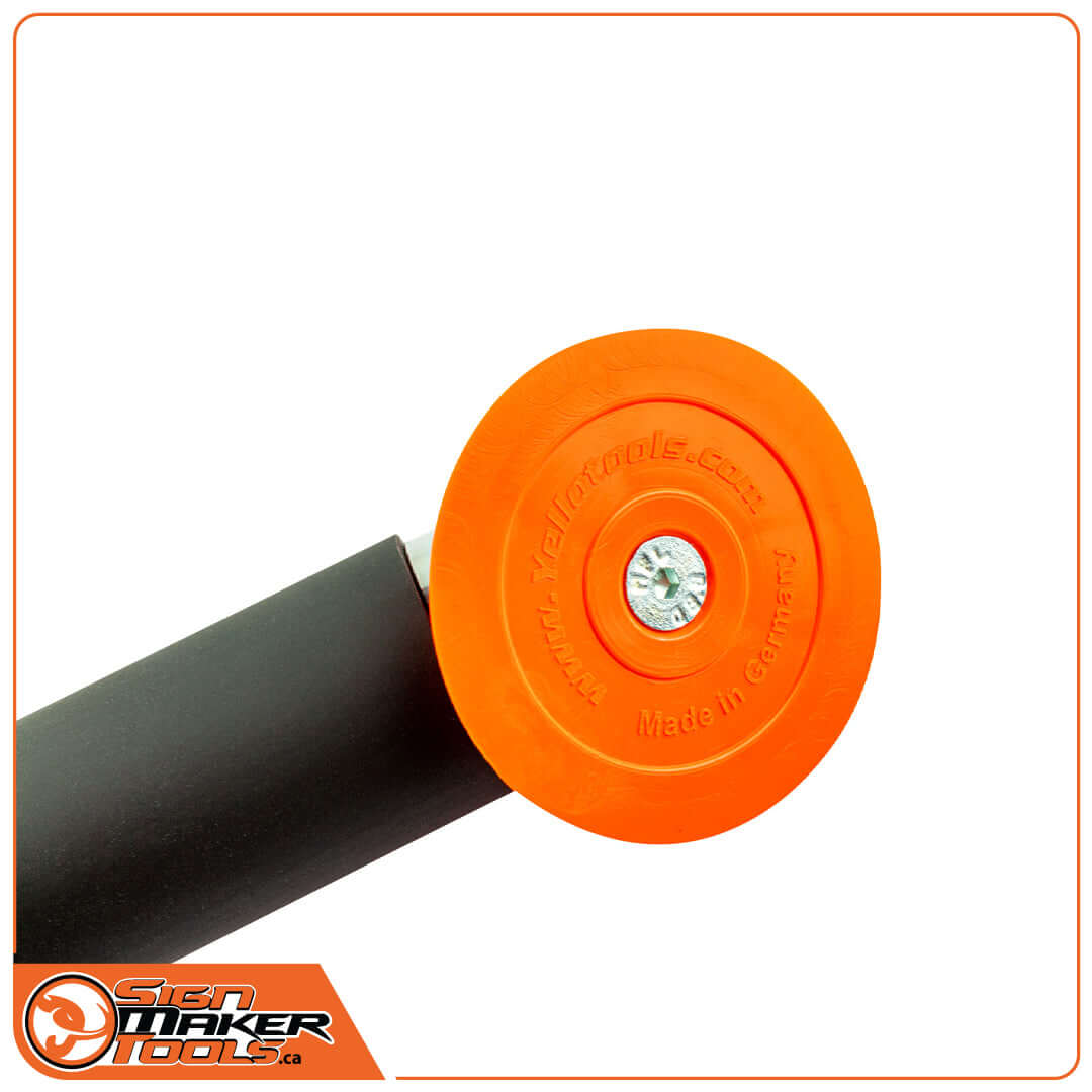 YelloBlade 360 vinyl remover attached to a handle for application