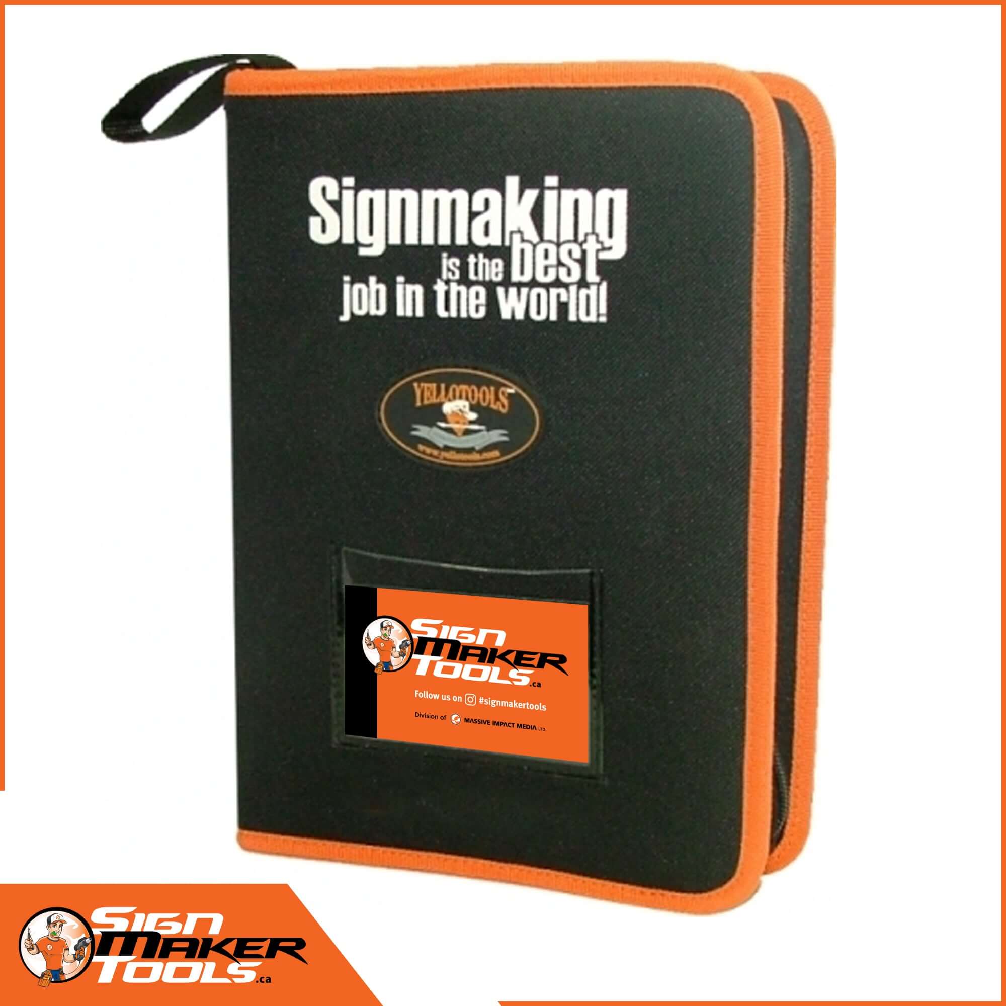 YelloCase signmaking tool organizer bag with orange trim and card slot