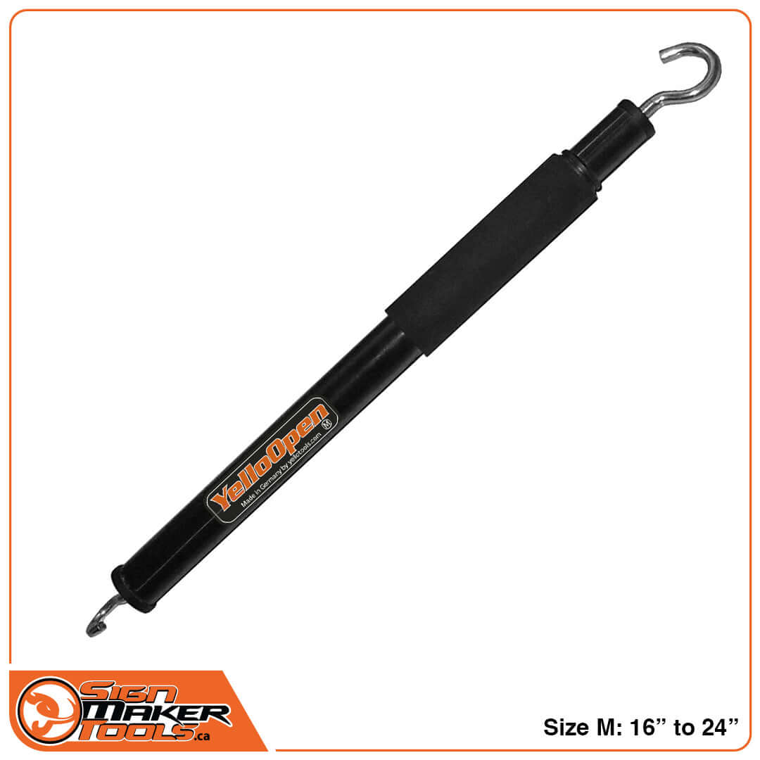 Black YelloOpen adjustable prop tool for hoods and trunks, size medium 16 to 24 inches