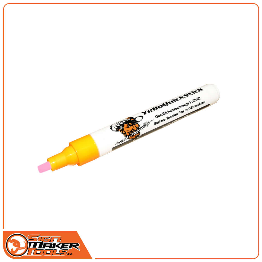 YelloQuickStick surface tension test pen with yellow cap for signmakers