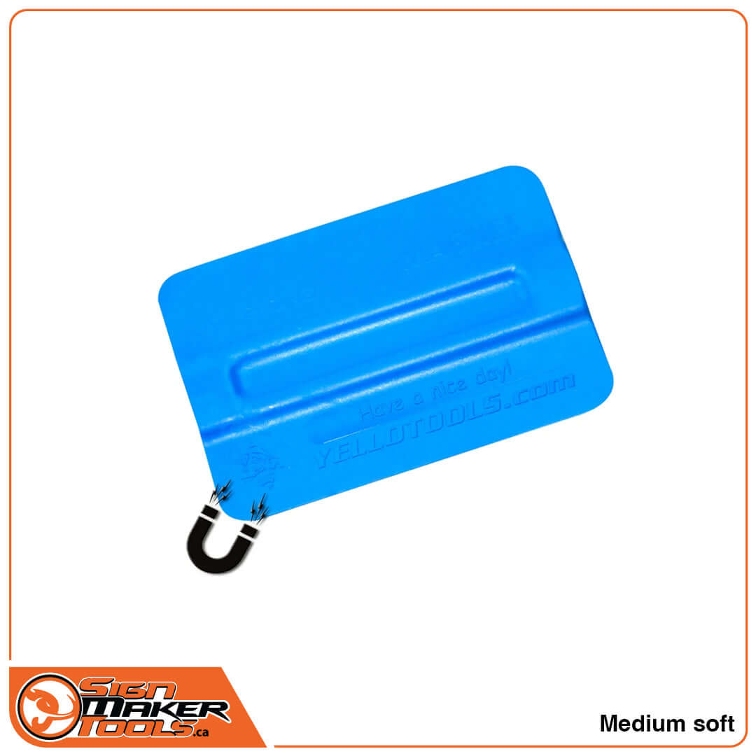 Blue Yellotools TonnyMag magnetic squeegee for sign making with medium soft hardness