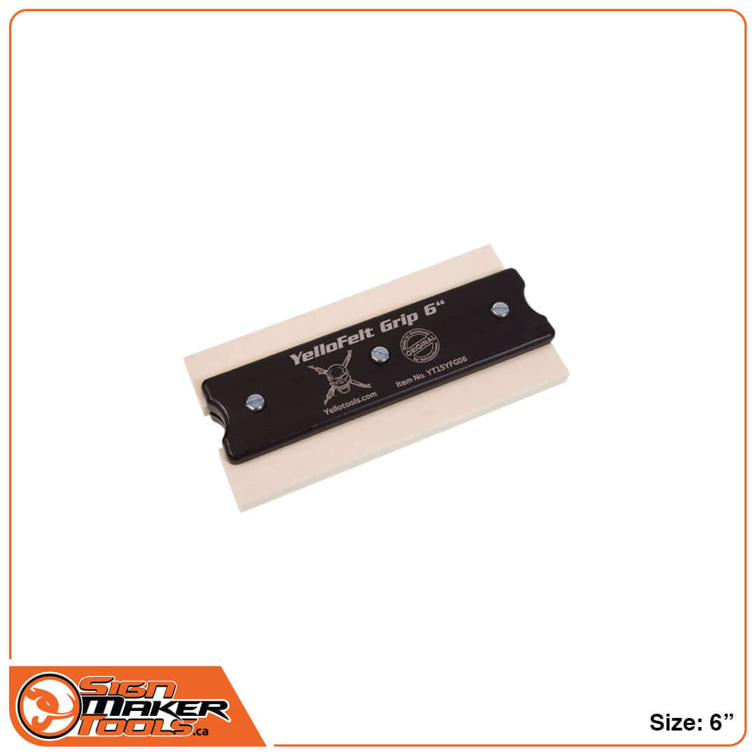 6-inch YelloFelt Grip squeegee ideal for precision work and smaller surfaces