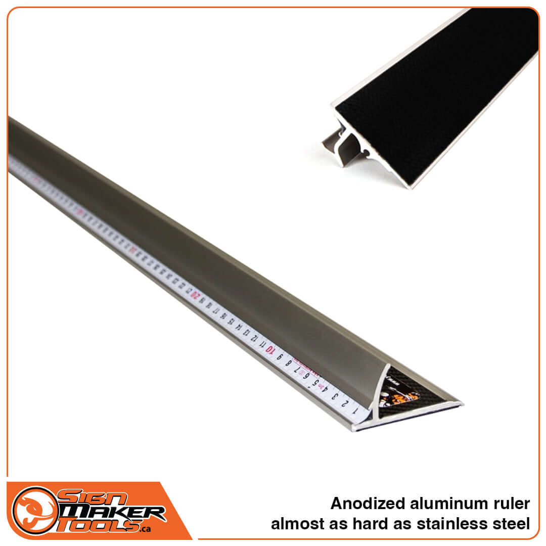 Premium anodized aluminum safety cutting ruler with non-slip edge and precise measurement markings