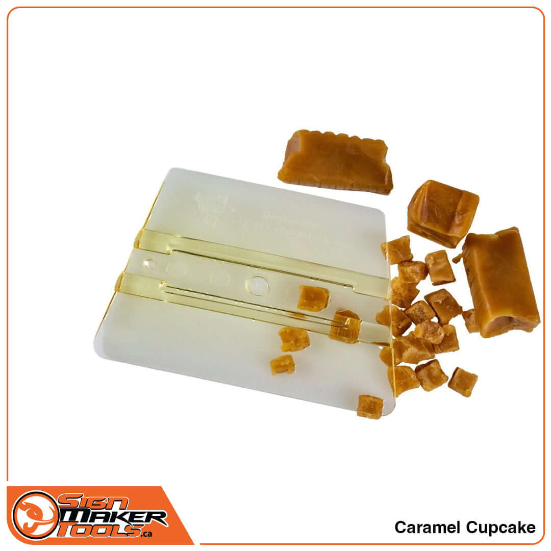 Translucent SmellGood ProWrap Caramel Cupcake squeegee with caramel candy pieces