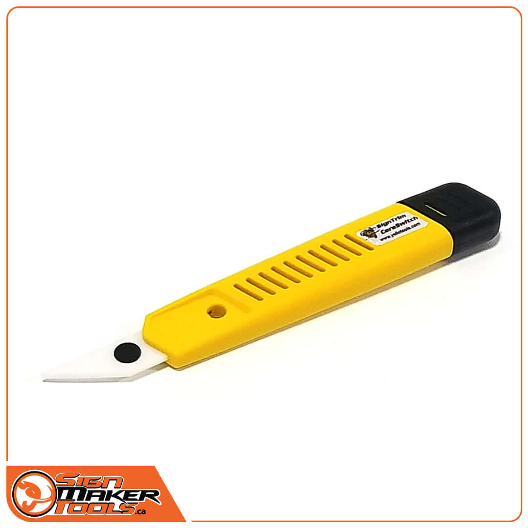CeraSwitch knife with yellow handle and ceramic blade from Sign Maker Tools