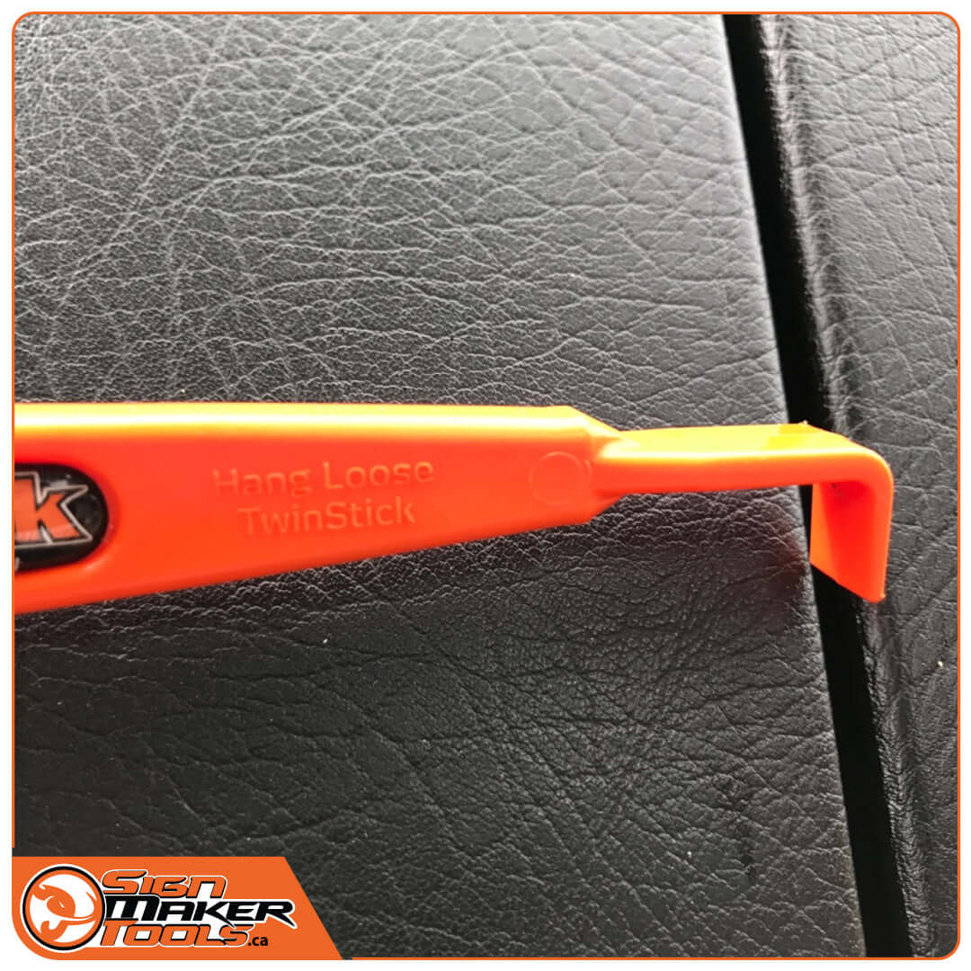 Close-up of WrapStick HangLoose showing angled end for precise vinyl application