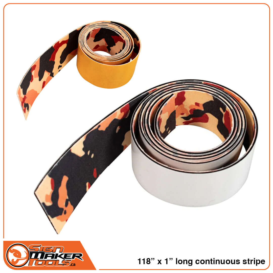 Two rolled camouflage microfiber squeegee buffer strips in yellow and silver for dry and wet or dry use