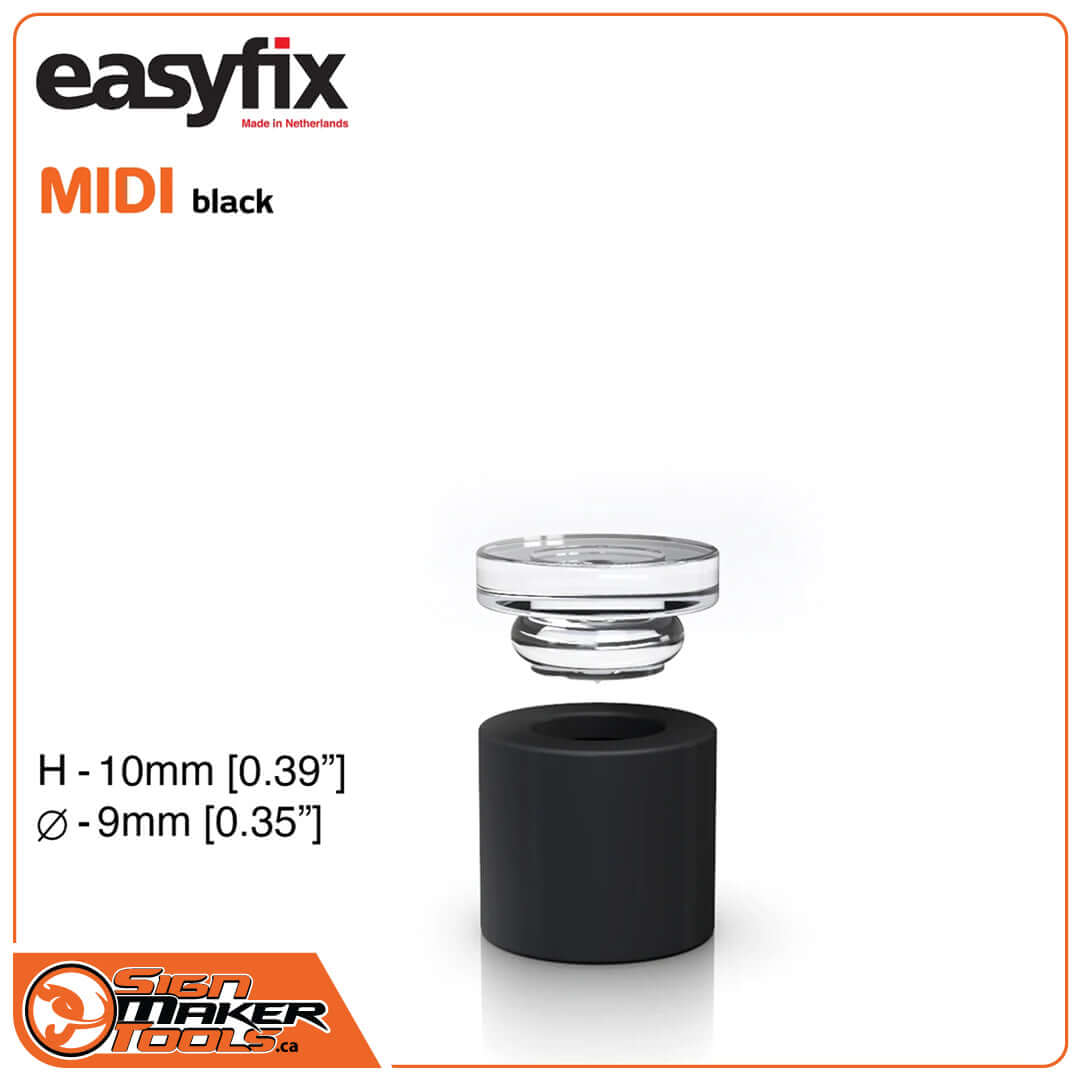 Easyfix MIDI black standoff system with click-in mechanism