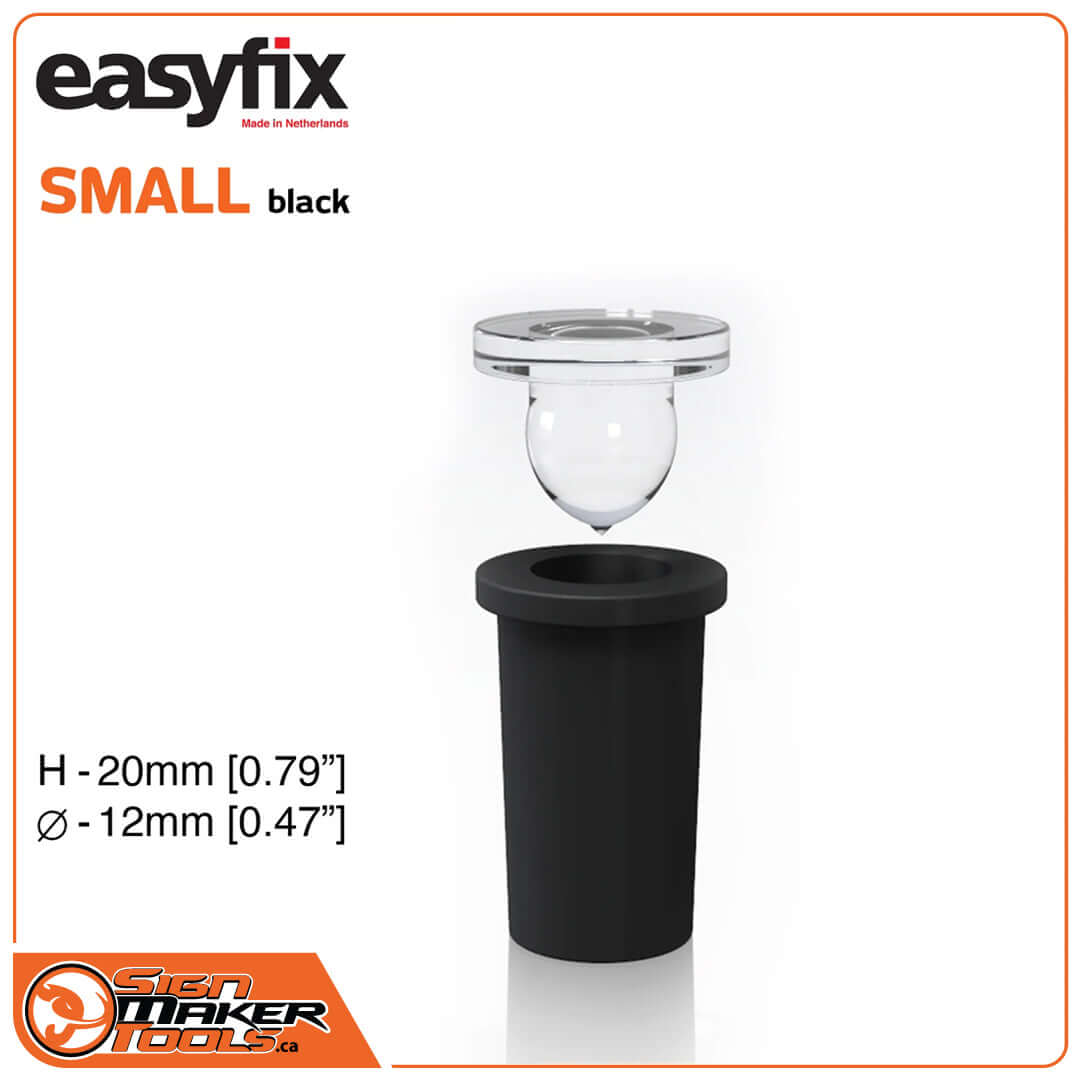 Easyfix Small standoff for dimensional letters, black version with clear click-fit mechanism