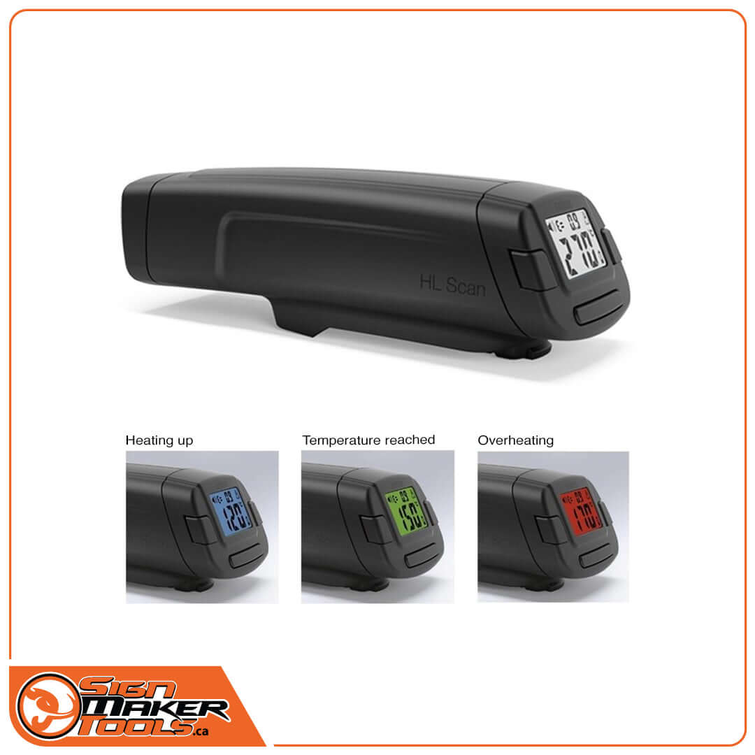 HL Scan TempScan device with LCD display and color indicators for heating, optimal temperature, and overheating