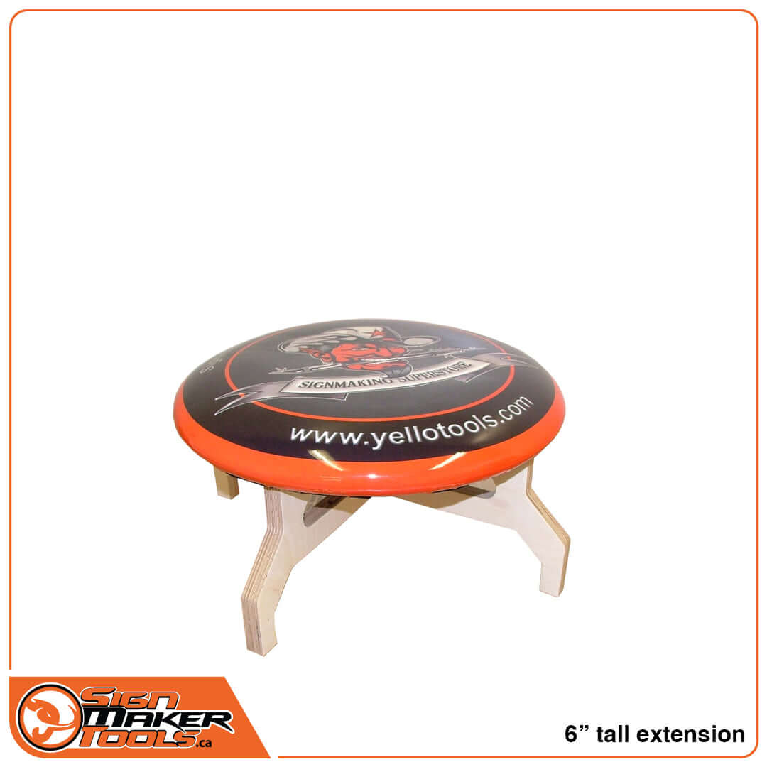 LowRider 6-inch extension padded stool designed for ergonomic signmaking