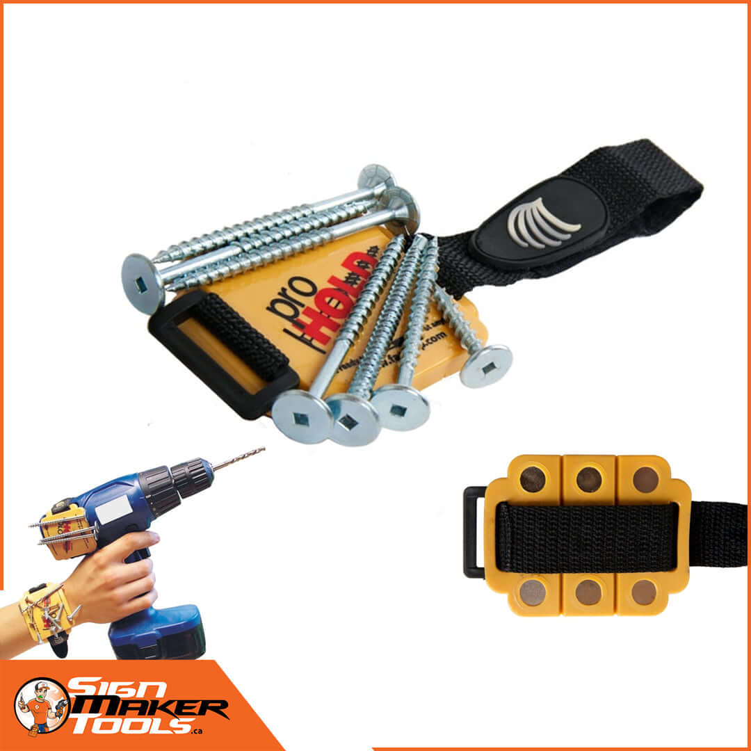 ProHold magnetic bracelet securely holding multiple screws with a sturdy strap
