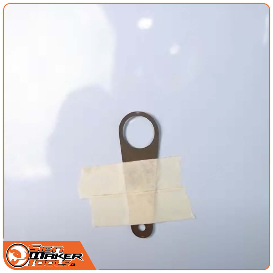 Sensor Cut Flexi blade taped to vehicle surface for accurate parking sensor installation