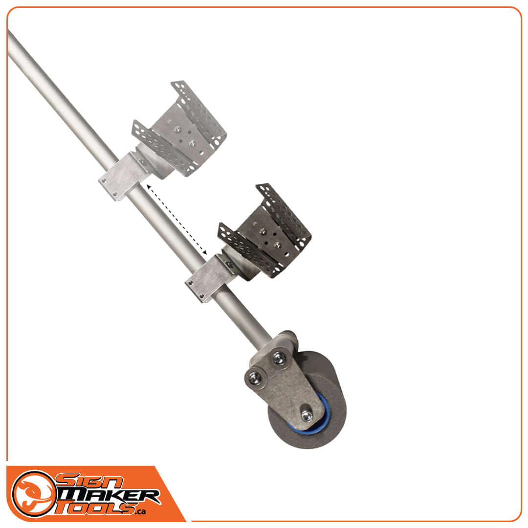 Close-up of StreetRoller Flexi adjustable heat gun mounting bracket