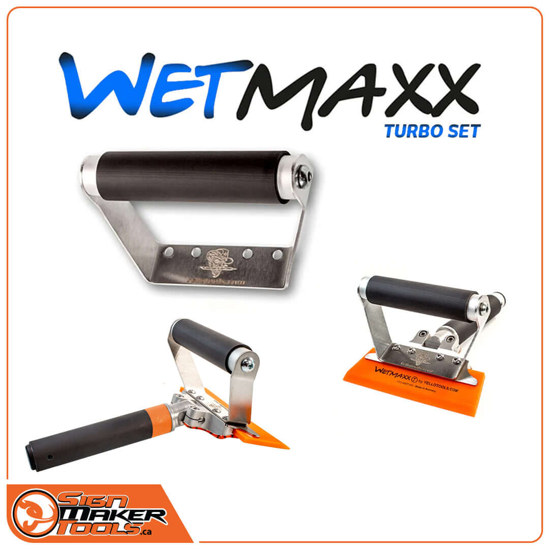 WetMaxx Turbo Set handles and tools showing ergonomic grip and compatibility with orange squeegee blade