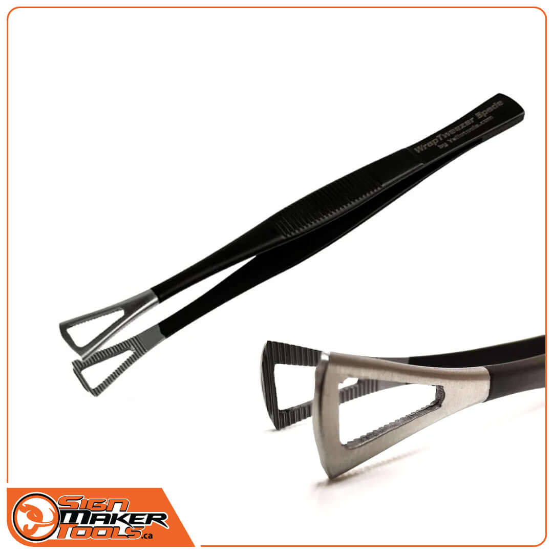 WrapTweezer Spade tweezers with spade-shaped, toothed tip for secure film handling
