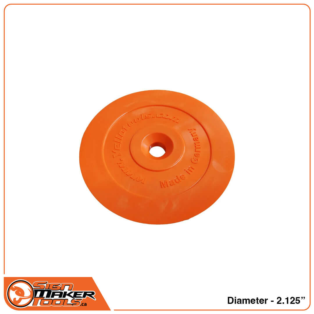 Front view of YelloBlade 360 round vinyl removal tool, diameter 2.125 inches
