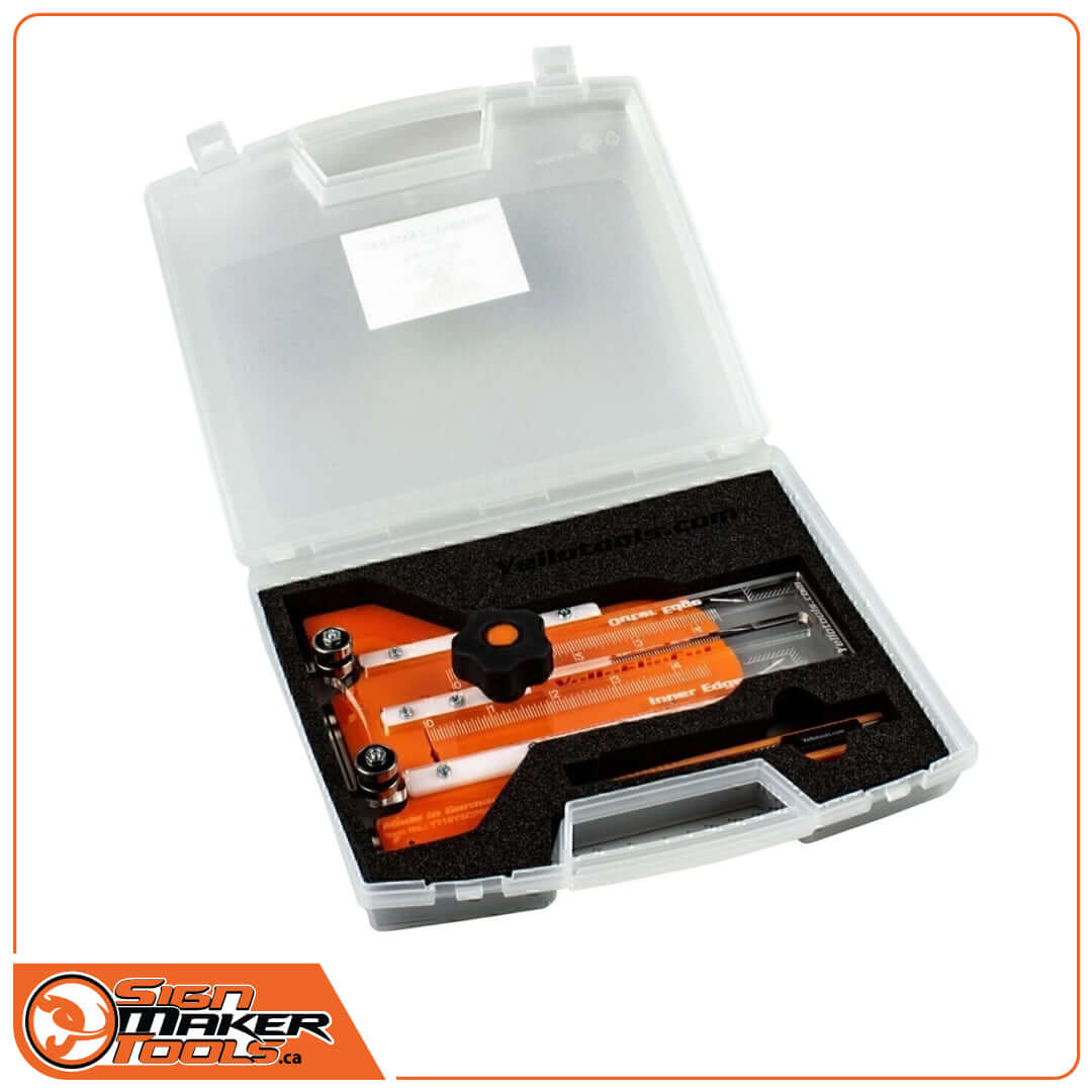YelloSlip Cut tool securely packed in a custom foam plastic carrying case